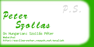 peter szollas business card